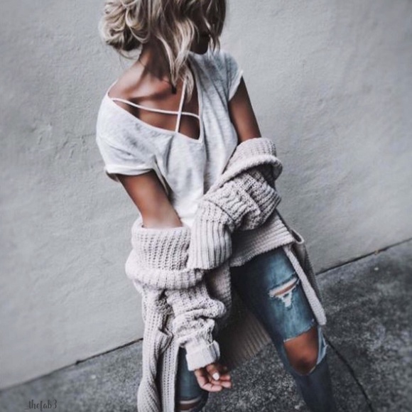 POL Sweaters - POL Chenille Oversized Pocket Boyfriend Cardigan